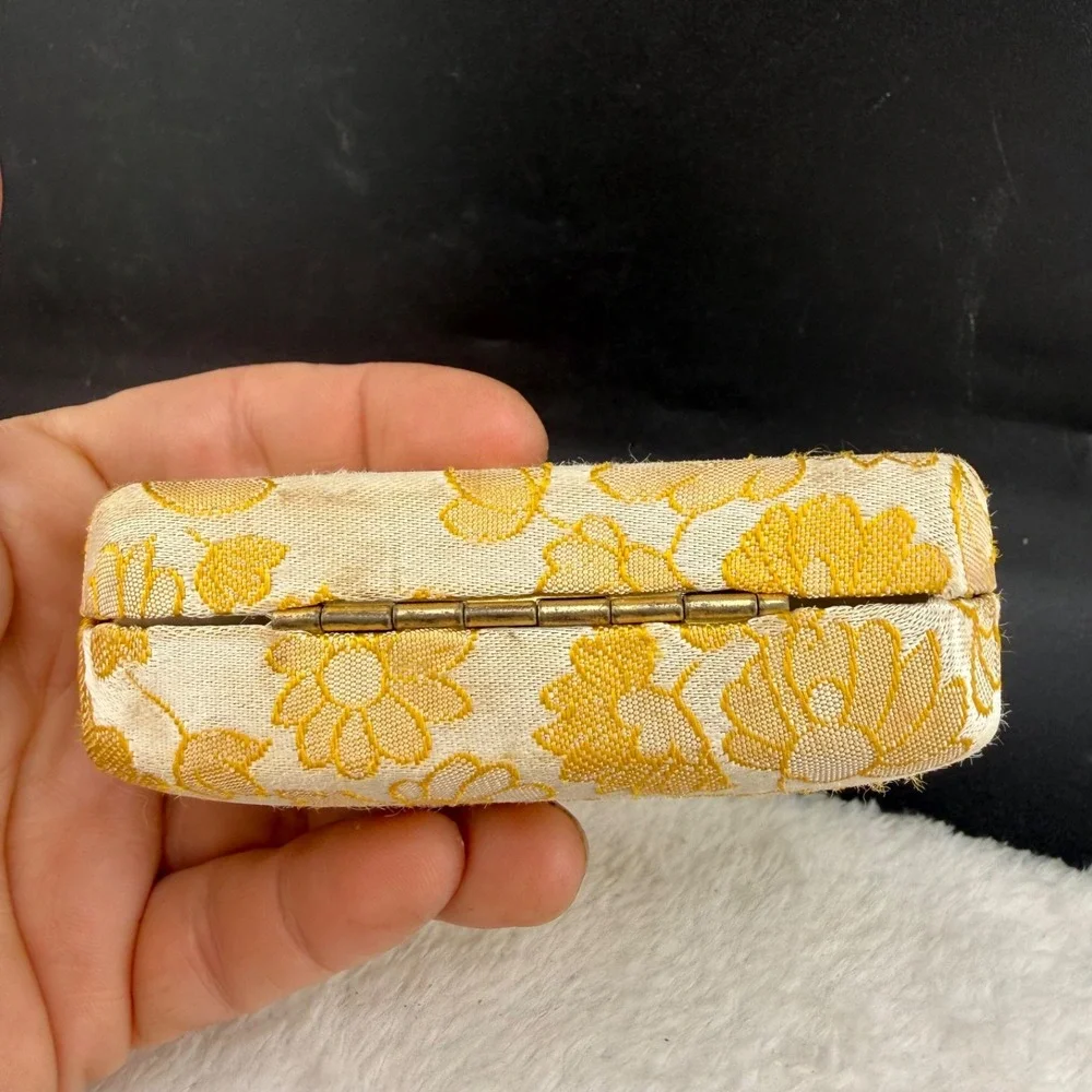 Vintage Radiant Jewelry Display Box Yellow Floral Brocade Luxury USA